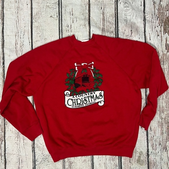Vintage Country Christmas Georgia Red Xmas Pullover Sweatshirt - Picture 1 of 3